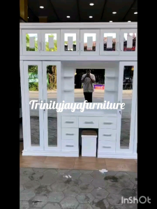 Lemari Pakaian Tingkat Plus Meja Rias Terbaru 2025 Cat Duco Bahan Multiplek/trinityjayafurniture