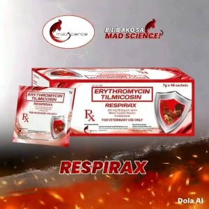 1 BOX Mad Science Erythromycin Tilimicosin Respirax for Veterinary Use 7g x 48 Sachets