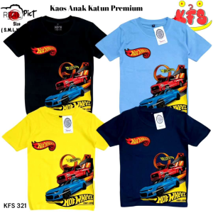 KFS 76 Baju Kaos Hotwheels Anak Laki-laki Perempuan Katun 30s