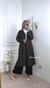 Eurigo - Tartan Cardigan Blazer Wanita Formal Kantoran (Tanpa Inner)