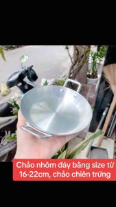Chảo nhôm đáy bằng size từ 16cm - 22cm chảo chiên trứng chiên thức ăn có tay cầm cao cấp - gia dụng Nari