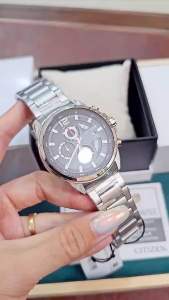 ĐỒNG HỒ NAM CHÍNH HÃNG Citizen AN3690-56E Quartz Chronograph Black Dial Silver Stainless Steel For Men