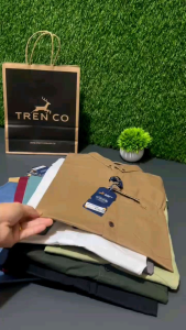 TRENCO Kemeja lengan pendek polos kantong bordir kemeja pria premium kemeja harian terlaris