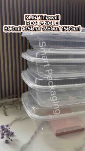 [ISI 25 PCS] Thinwall KLIR Rectangle 800ml 1050ml 1250ml 1500ml / Kotak Makan Persegi Panjang Plastik Rect / Plastik Bekal