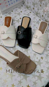 MINI.BUCKLEรองเท้าแฟชั่น แบบสวม ติดอะไหล่ เข็มขัดตัวเล็ก พร้อมส่ง