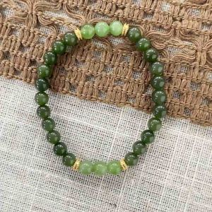 Green gradient Hetian Jade Bracelet 渐变碧玉手串 6mm