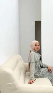 Nailan Dress Tile Brokat / Dress Lebaran Terbaru 2024 / Dress 2in1 / Dress Outer