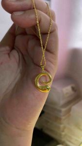 PAWNABLE 18K Saudi Gold Rope Chain(lightweight manipis)with 18K Saudi Gold Teardrop Curl Pendant(open back✨