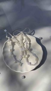 Dây đeo điện thoại/ máy ảnh/túi {White pearl} bằng hạt siêu dễ thương 100% thủ công_Mimosa Handmade