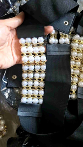 ikat pinggang wanita mutiara karet elastis lebih lebar