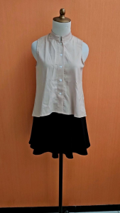 NEW atasan kemeja wanita cream M L cewek kutung crop top cute santai