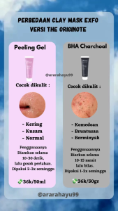 The Originote Peeling Gel & BHA Charcoal Clay Mask Original BPOM