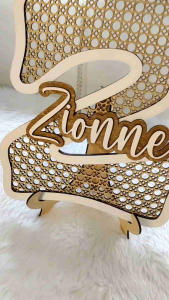 Persona Engrava Personalized Wooden 3D Name Rattan Letter Sign | Laser Cut Nursery Bedroom Wedding Wall Art Decor Gift