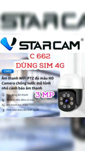 Camera Dùng Sim 4G Ngoài Trời Xoay 360 Độ VSTARCAM CG662 3MP