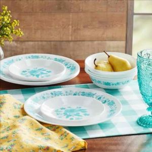 Corelle Pioneer Woman Evie Teal Dinnerware SOLD AS SET or PER PIECE Made in USA