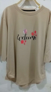 kaos oversize wanita/kaos wanita lengan 3/4 LD 120pj 70