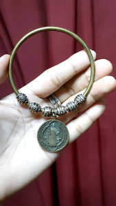 St. Benedict Antique Miraculous Medal House Protector Protection Against Evil. Free Pouches