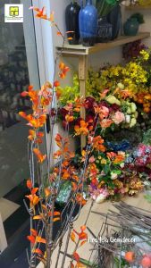 Dã Mai Diệp cành lá màu cam mùa thu trang trí cao cấp