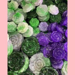 Mặt bông hoa may mắn đá ngọc cẩm thạch thiên nhiên size đại 15x25mm