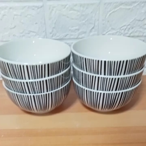SET FOR 6 PIECES CERAMIC ZEBRA PRINT RAMEN BOWL SIZE 5.25 INCHES / 3.5CMX7CM