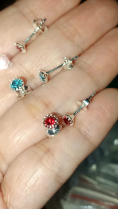 silver birth stone stud earrings