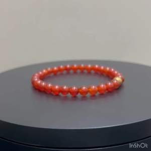 CW Manila - AD0NIS Stretch Bracelet- 6mm Red Agate Stone with Hematite Spacer - Semiprecious Fashion Jewelry