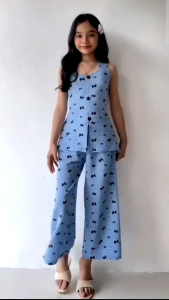TALIA TERNO WIDE LEG PANTS CAN FITS AGED 7 YRS OLD UP TO 12 YRS OLD PITITE SIZE ONLY