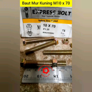 Baut Mur Kuning 10x70 / Baut Kuning M10 / BMK / Baut Hexagon