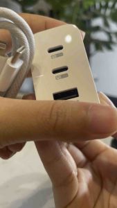 Củ sạc -cốc sạc nhanh 160w 3 cổng ra 2typeC-1USB TẶNG cáp IP bọc dù 1m (trắng-vuông)