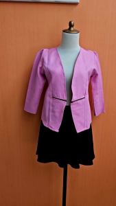 atasan blazer cardigan wanita pink M cewek outer