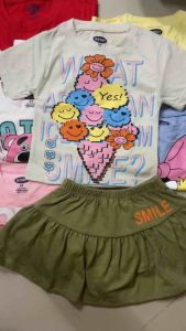 11-23kg sét áo và chân váy kèm quần bên trong bé gái - thun coton xuất mềm mịn đẹp thoáng mát - đầm váy bé gái 701