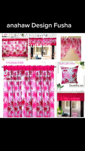 Anahaw Design Fusha Pink Matchy Matchy Curtains - Floral Pattern - Window Treatment - Home Décor - Lighting & Décor