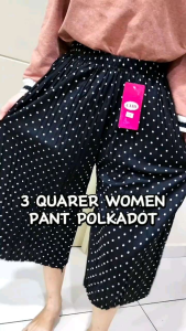 WOMEN 3 QUARTER POLKADOT CASUAL PANT FREE SIZE STRECHABLE WAIST
