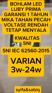 BOHLAM LED / LAMPU LED GARANSI 1 TAHUN EXTRA BUBLE LUBY PRIMA 3W-24W