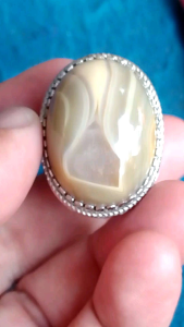 CINCIN BATU AKIK YAMAN MOTIF KANTONG SEMAR NATURAL JUMBO