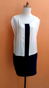 mini midi dress wanita hitam putih MANGO SUIT cewek L santai