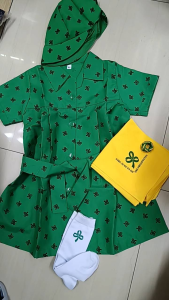 GSP Dress 5 in 1 Scouting Uniform Canary Yellow Scarf Set for 8 to High School: Hat Scarf Ring Dress Socks.