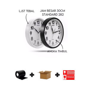Jam Dinding Standard 282 Diameter 30Cm Tebal Angka Timbul Minimalis Murah