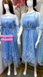 DRESS BRUKAT NATAL EDISI WARNA BIRU DRESS CHRISTMAS SKYBLUE GAUN PESTA KONDANGAN SERAGAM PERNIKAHAN BRIDESMAID DRESS