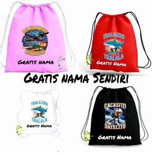 Tas Serut Anak Custom Nama – Karakter Lucu & Unik Tung Tung Sahur Anomali