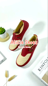 Sepatu wanita wedges ONE LOVE kulit sintetis model upper bordir Velcro samping bergaransi
