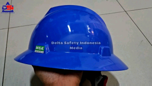 Helm MSA Fullbrim Biru Lokal Fastrack - Helm Safety Proyek Biru Fastrack