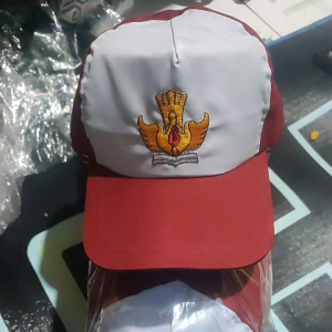 TOPI SD MERAH PUTIH BORDIR TUTWRI BELAKANG PAKE KARET isi 20pcs