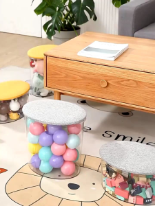 OHHDEER Stackable Transparent Toys Storage Box Cylindrical Plastic Organizer Seated Dust-proof Model Doll Sundries Box