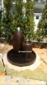 S25 Feng Shui 3.5 ft Round Water Pond Pot Fountain Kolam Air Sandstone Garden Water Feature Balinese 风水流水喷泉瀑布池 Fish Home