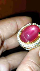 CINCIN PERAK PERMATA NATURAL RUBY STAR ( SUPER HIGH QUALITY )