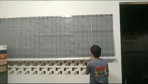 Krey kerai Tirai gulung PVC & FIBER penahan tampias panas dan hujan.