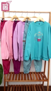 Oneset Camellia Vitto Kidswear Setelan Baju Muslim Anak Perempuan Set Celana Panjang Cargo Kaos Oversize