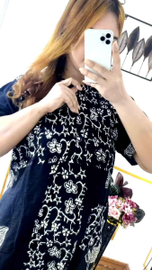Daster Batik Cap Malaman Rayon Santung Hitam Motif Random