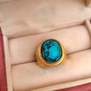 Cincin Batu Pirus Serat Hitam Super Keren